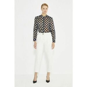 Pantaloni crop cu croiala conica - Alb optic imagine