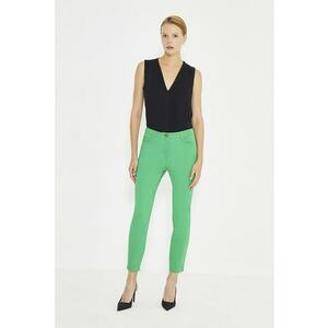 Pantaloni crop cu croiala slim-fit - Verde imagine