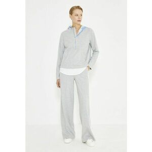 Pantaloni de trening relaxed-fit cu croiala dreapta si talie inalta - Gri deschis melange imagine