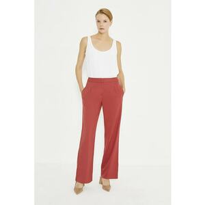 Pantaloni drepti cu model uni - Portocaliu mandarina imagine