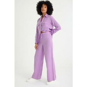 Pantaloni relaxed-fit cu snururi - Lila imagine