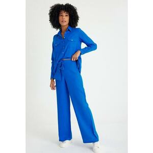 Pantaloni relaxed-fit cu snururi - Albastru royal imagine