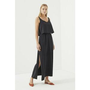 Rochie din lyocell cu aspect 2-in-1 - Negru stins imagine