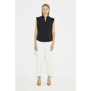 Pantaloni crop cu talie inalta - Alb imagine