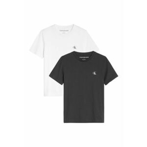 Set de tricouri de bumbac cu detaliu logo - 2 piese - Alb/Negru imagine