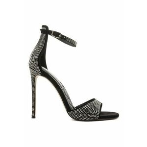 Sandale cu toc stiletto si aplicatii cu strasuri Santina - Negru imagine