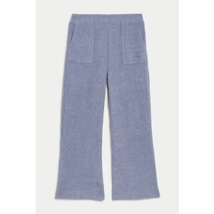 Pantaloni de casa cu talie inalta si buzunare frontale - Albastru prafuit imagine