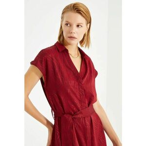 Rochie midi cu croiala in A si model - Rosu imagine