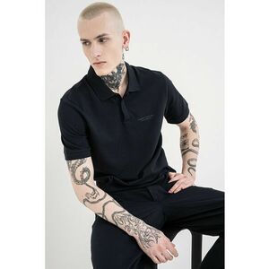 Tricou polo slim fit cu logo brodat - Bleumarin imagine