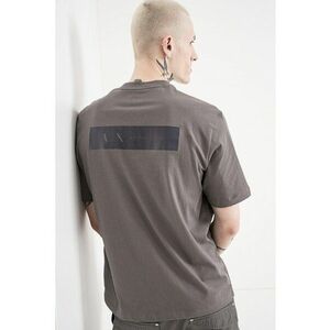 Tricou de bumbac cu logo pe spate - Gri deschis/Gri inchis imagine
