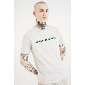 Tricou de bumbac cu model text - Gri deschis/Albastru petrol imagine