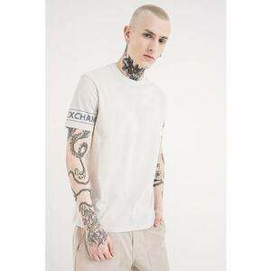 Tricou de bumbac cu logo pe maneca - Gri deschis/Albastru ultramarin imagine