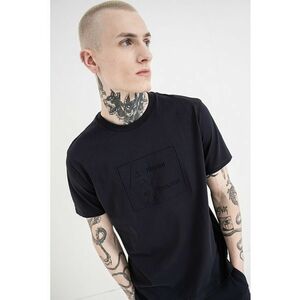 Tricou de bumbac cu decolteu la baza gatului - Bleumarin imagine