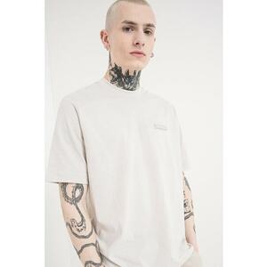 Tricou de bumbac cu logo pe spate - Gri deschis imagine