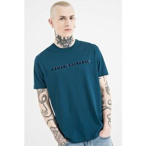 Tricou de bumbac cu model text - Alb/Albastru petrol/Bleumarin imagine