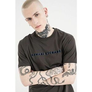Tricou de bumbac cu model text - Maro inchis imagine
