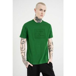 Tricou de bumbac cu decolteu la baza gatului - Verde imagine