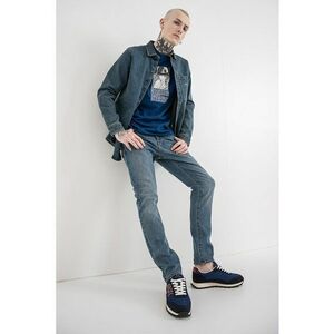 Camasa de denim cu buzunar pe piept - Albastru melange imagine