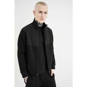 Bluza de trening cu fermoat si guler mediu - Negru imagine