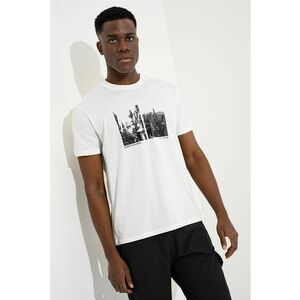 Tricou regular fit cu model grafic - Alb/Negru stins imagine