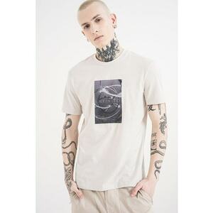 Tricou de bumbac cu model grafic - Gri deschis/Gri carbune/Alb murdar imagine