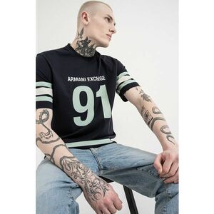 Tricou de bumbac cu imprimeu - Verde pal/Bleumarin imagine