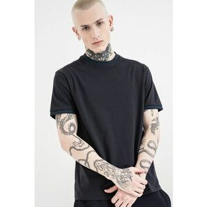 Tricou uni cu decolteu la baza gatului - Albastru petrol/Bleumarin imagine