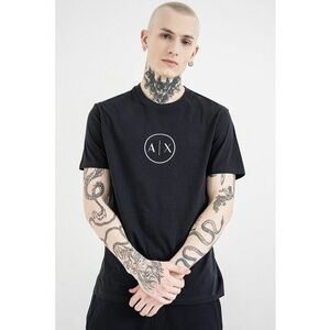 Tricou de bumbac cu monograma - Alb/Bleumarin imagine