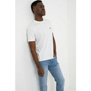 Tricou uni de bumbac cu logo discret - Alb imagine