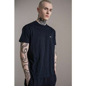 Tricou uni de bumbac cu logo discret - Alb/Bleumarin imagine