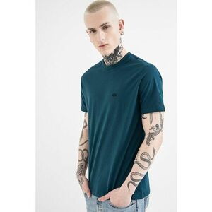 Tricou uni de bumbac cu logo discret - Albastru petrol imagine