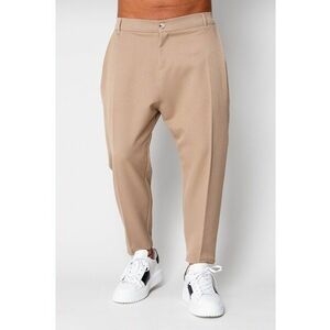 Pantalon lung conic cu tur lasat Beige 19675 - Bej imagine