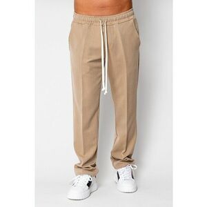 Pantalon lung cu snur alb Beige 19597 - Bej imagine