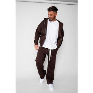 Set Winter CozyWide hanorac cu fermoar si pantalon drept Brown 19553 - Maro imagine