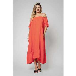 Rochie lunga cu umerii goi 100% in Coral 13115 - Rosu deschis imagine