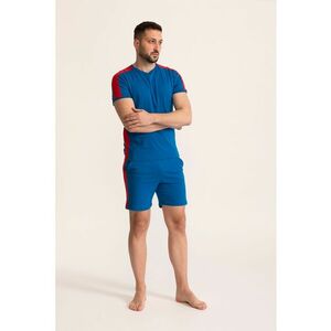Pijama scurta de bumbac - Rosu/Albastru imagine