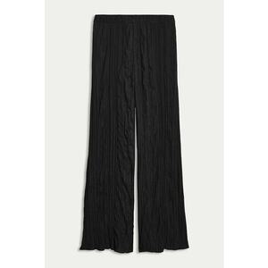 Pantaloni texturati cu croiala ampla - Negru imagine
