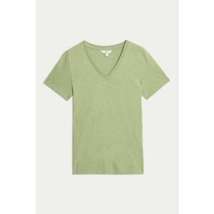Tricou cu decolteu in V - Verde fistic imagine