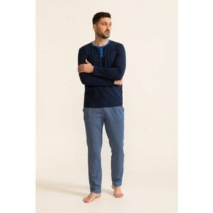 Pijama de bumbac Miller - Alb/Albastru royal/Bleumarin imagine