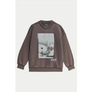 Bluza de trening cu imprimeu si maneci cazute - Violet prafuit imagine