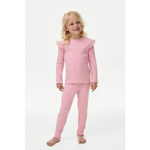 Pijama din amestec de bumbac cu buline - Roz pastel imagine