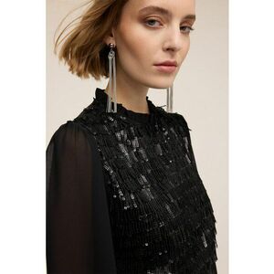 Bluza cu aplicatii cu paiete - Negru imagine