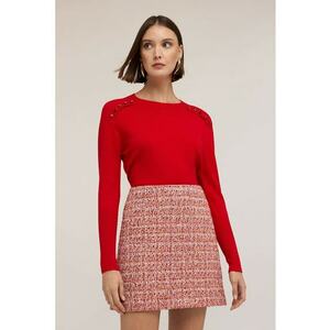 Pulover tricotat fin din amestec de lana - Coral imagine