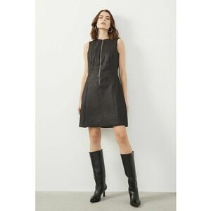 Rochie cu croiala in A si aspect metalizat - Negru stins imagine