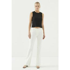 Pantaloni bootcut cu talie medie - Alb optic imagine