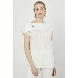 Bluza asimetrica cu dungi - Alb imagine