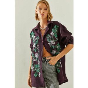 Camasa dama supradimensionata - mov ametist - Violet imagine