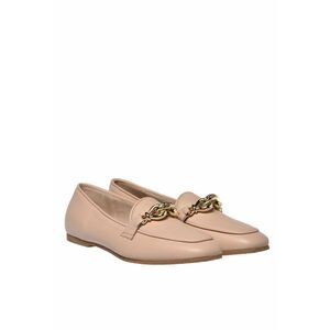 Mocasini din piele cu lant decorativ - Bej deschis imagine