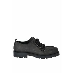 Pantofi casual din piele nabuc cu sireturi - Gri imagine