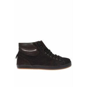 Pantofi sport mid-cut din piele intoarsa si piele - Maro inchis imagine